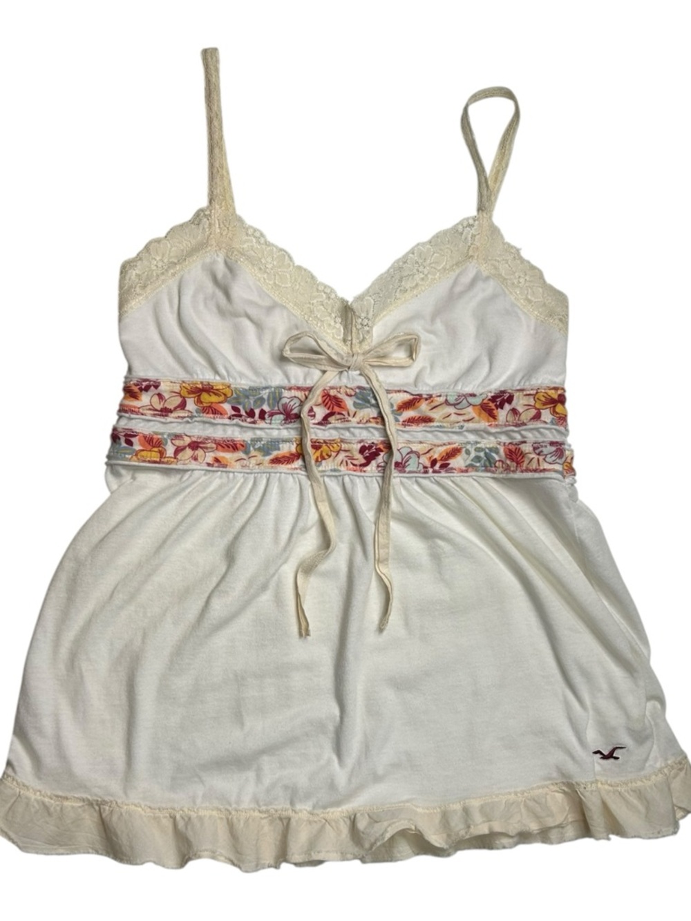 Y2K Hollister Coquette Lace Babydoll Tank Fairy Floral Empire Waist M - Picture 2 of 15